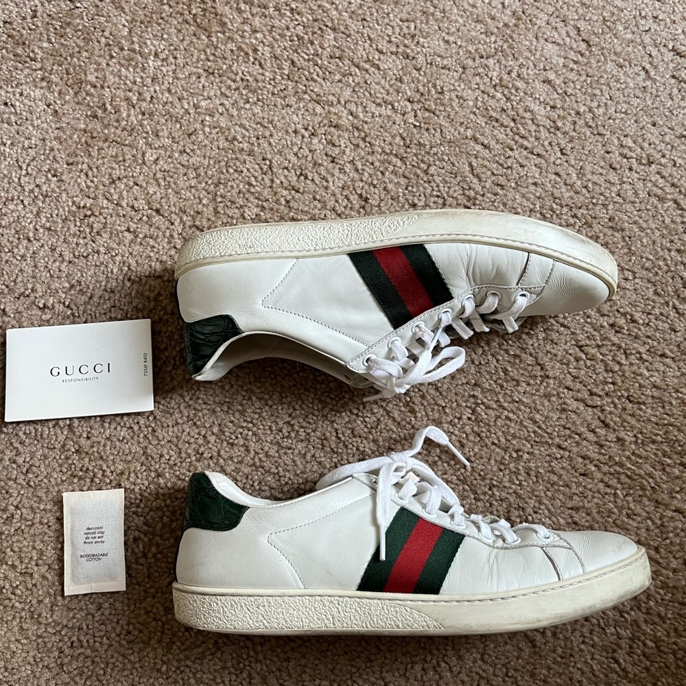 Gucci Ace Sneakers Size 39.5 | White Leather w/ Web Stripe - Picture 2 of 10
